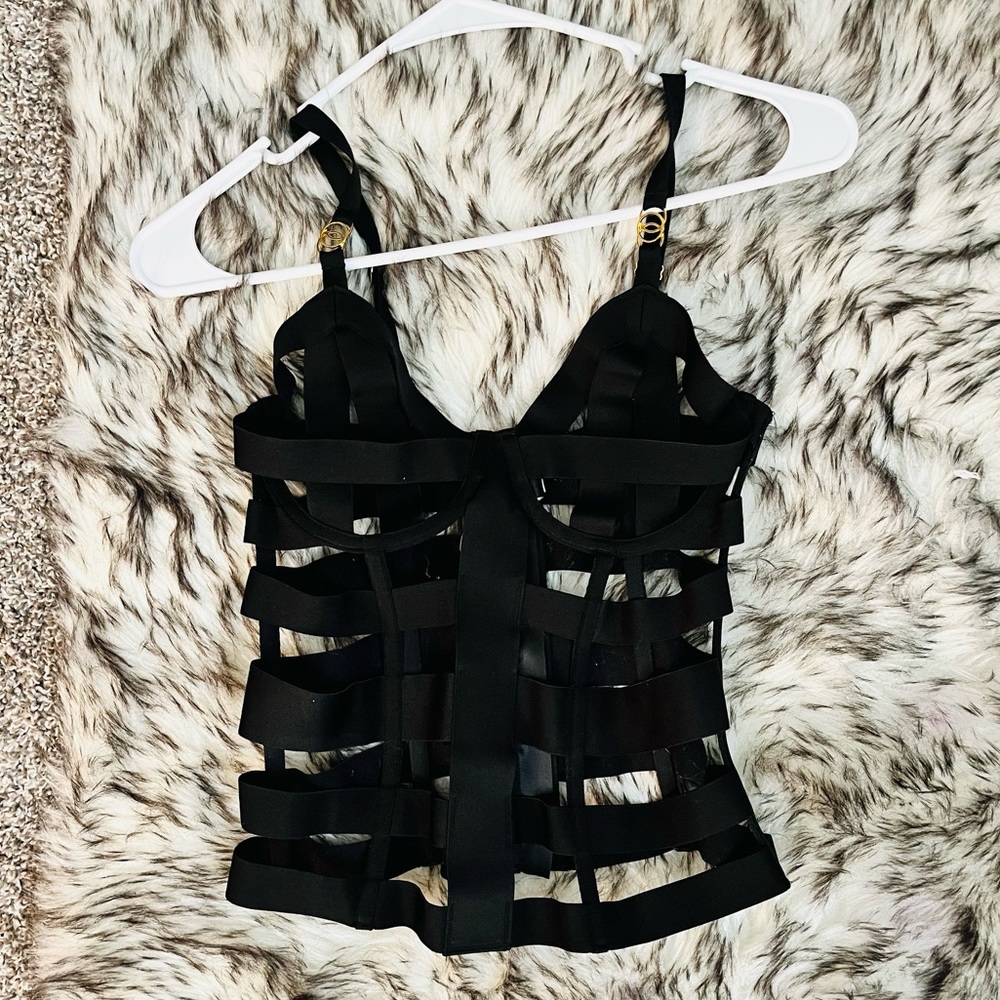Strap corset/body suit zip up lingerie black adjustable straps